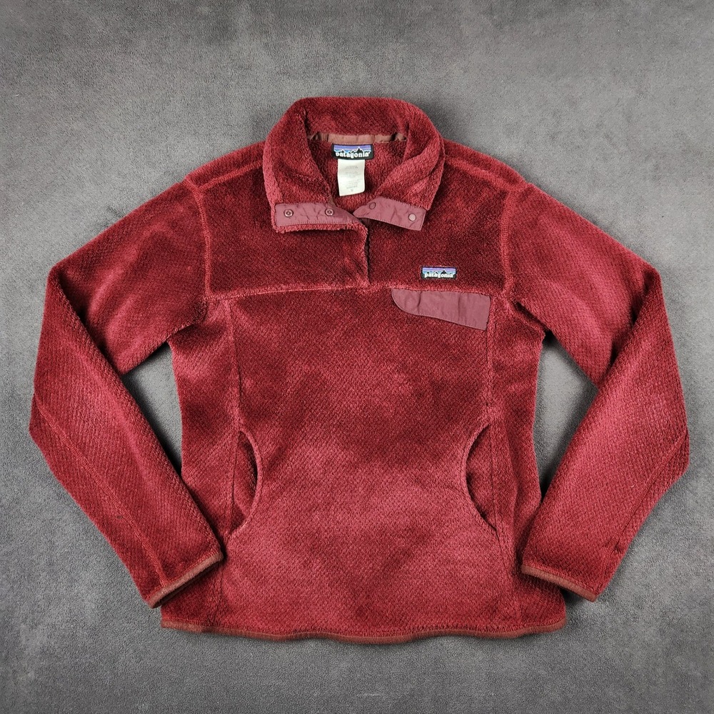 Patagonia‎ Re-Tool Snap-T Pullover Womens Medium Burgundy Fleece Jacket 25441